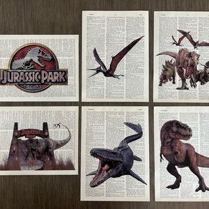 Jurassic Park (Movie) Themed Dictionary Art Prints - Set of 6